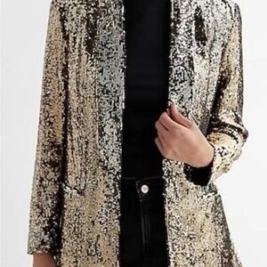 Express Gold and Black Sequin Blazer